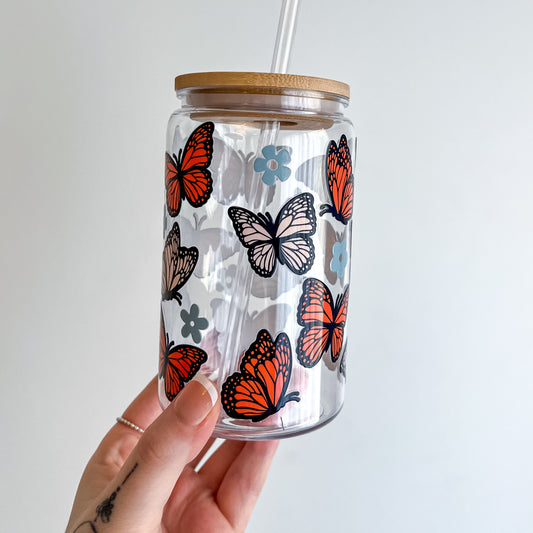 'Butterfly Floral' Acrylic Tumbler